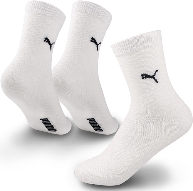 푸마 아동용 심플 로고 중목 양말 솔리드 3족 세트