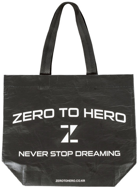 제로투히어로 미니멀 리유저블 쇼핑 에코백, Black, 1개