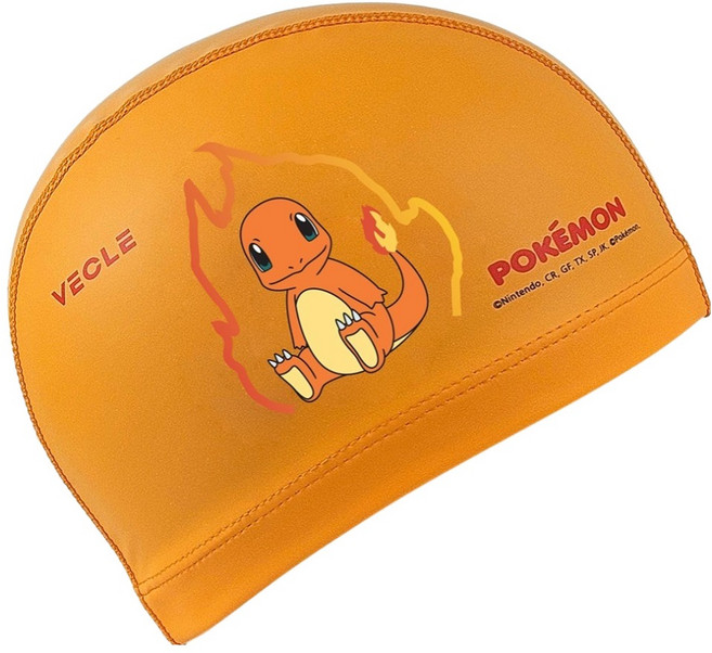 VECLE 아동용 포켓몬스터 우레탄 코팅 수영모자 파이리, 오렌지, 1개