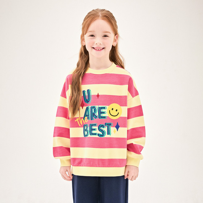 젤리스푼 아동용 스트라이프 스마일 맨투맨 티셔츠