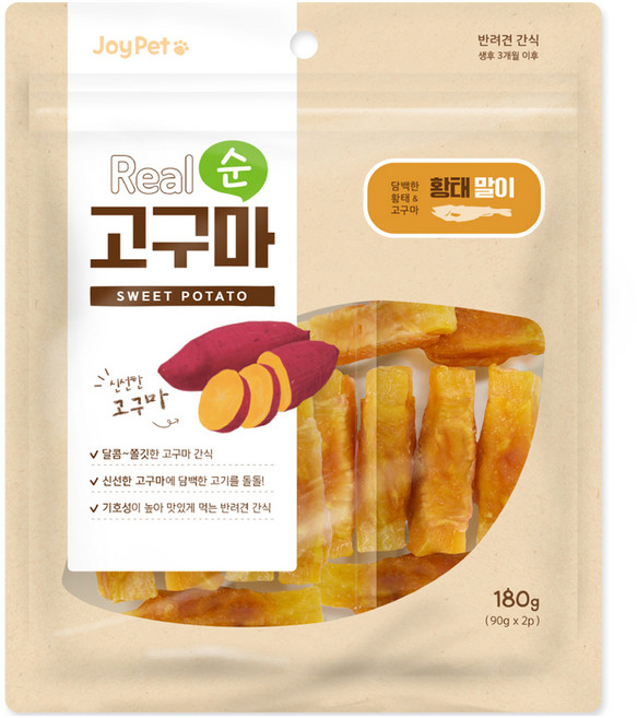 조이펫 강아지 리얼 순 간식, 혼합맛(고구마/황태), 180g, 1개