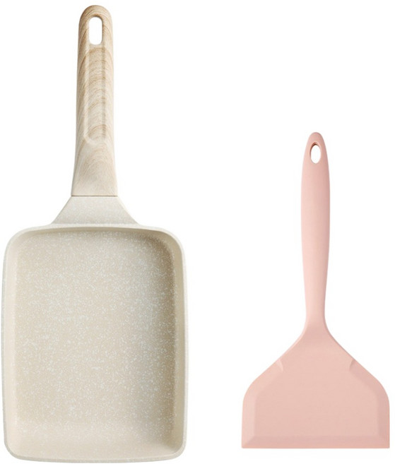 이지실리 인덕션 IH 사각 계란말이 팬 19cm 세트 2개, 1세트, 연핑크, 팬 + 뒤집개