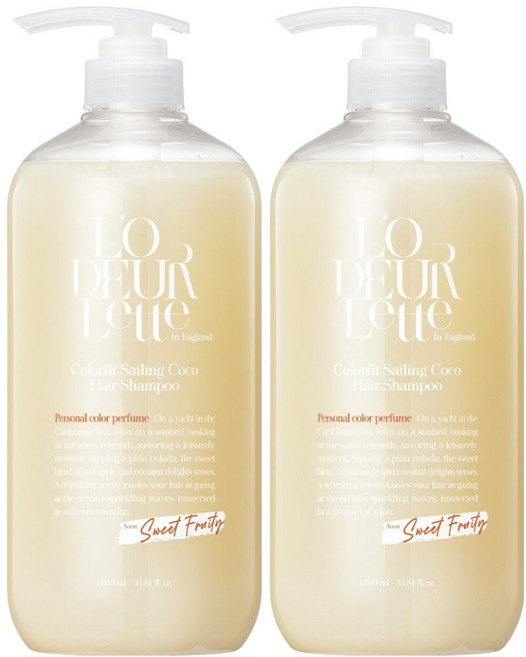 로더렛 인 잉글랜드 컬러핏 퍼퓸 헤어 샴푸 세일링 코코, 1L, 2개