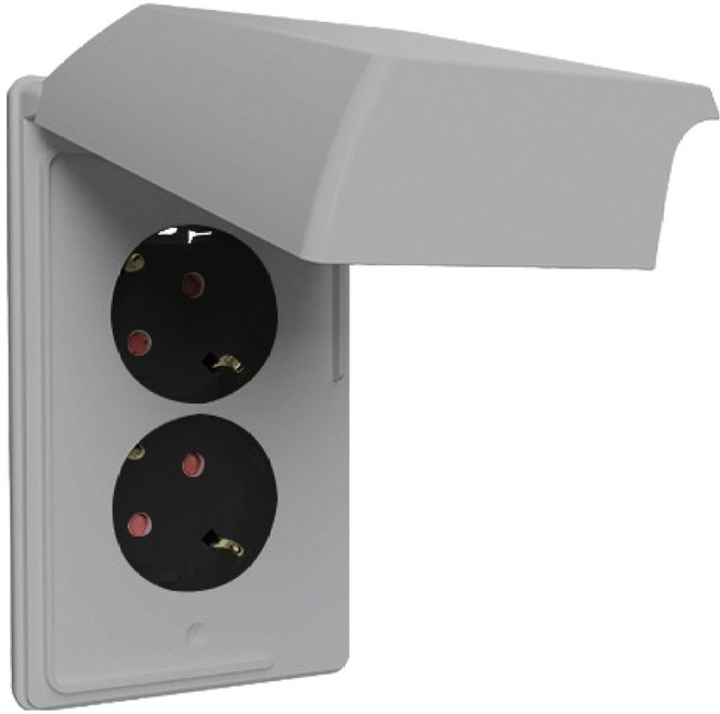 르그랑 Simple 방우2구 세로형 45도 방적형 매입콘센트 아펠라 실버, 1개