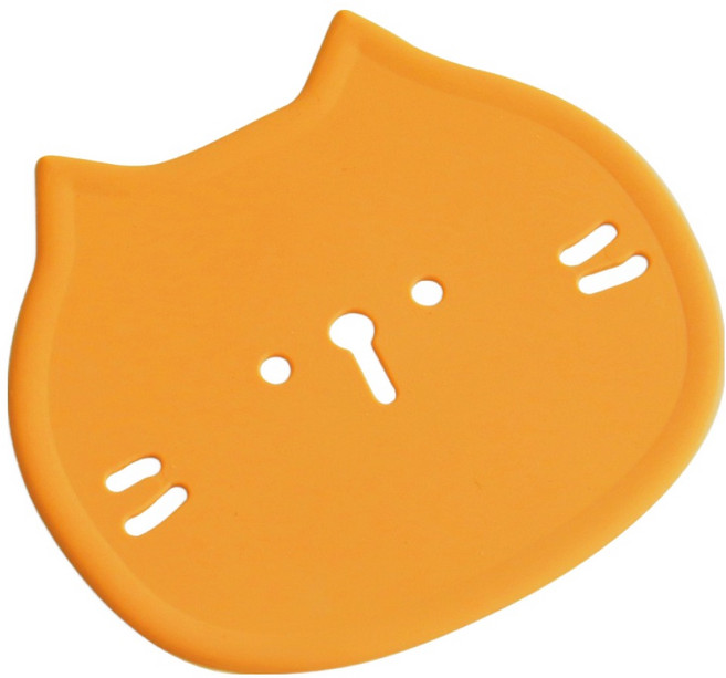 에이드엘 펀칭캣 실리콘 컵받침, 머스타드, 2개