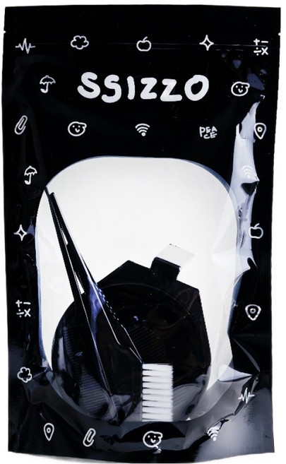 씨조 간편 셀프 염색볼 + 염색빗 탄력모 + 염색빗 미세모 + 꼬리빗 세트, 1개, 블랙