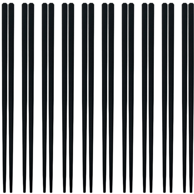 월드크린 프리미엄 육각 젓가락, 블랙, 단품, 10세트