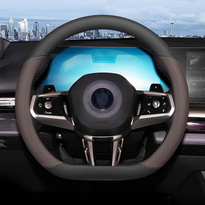 크로니클 프리미엄 슬립방지 스트어링 포인트 D컷 핸들 커버, 브라운