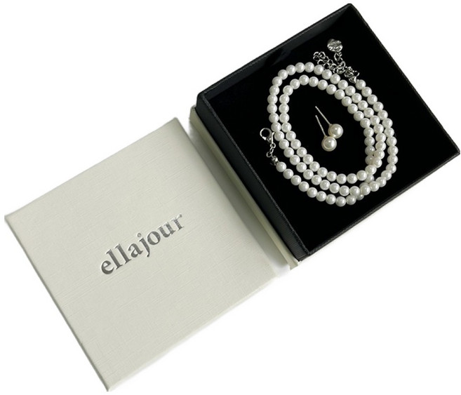 엘라주르 고퀄리티 핵진주 4mm + 목걸이 6mm 귀걸이 세트