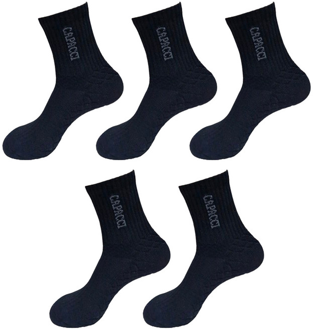 가파치 남성용 에어 스포츠 골지 중목 양말 5켤레 세트, 블랙, 블랙, 블랙, 블랙, 블랙, 1세트