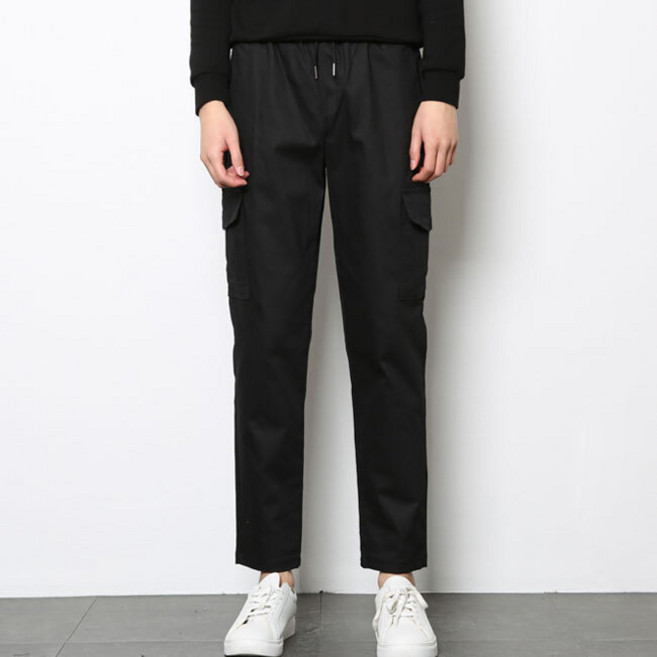 맨타운 남성용 베이직 올밴딩 슬림 카고 면팬츠