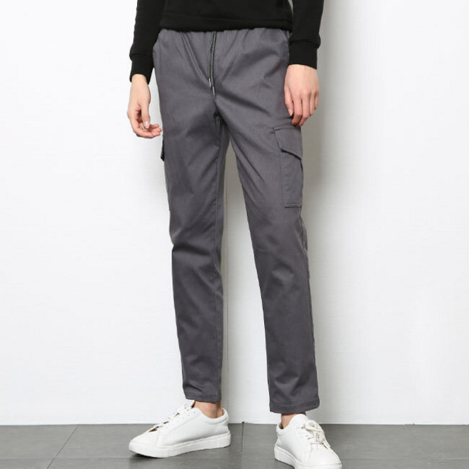 남성용 베이직 올밴딩 슬림 카고 면팬츠