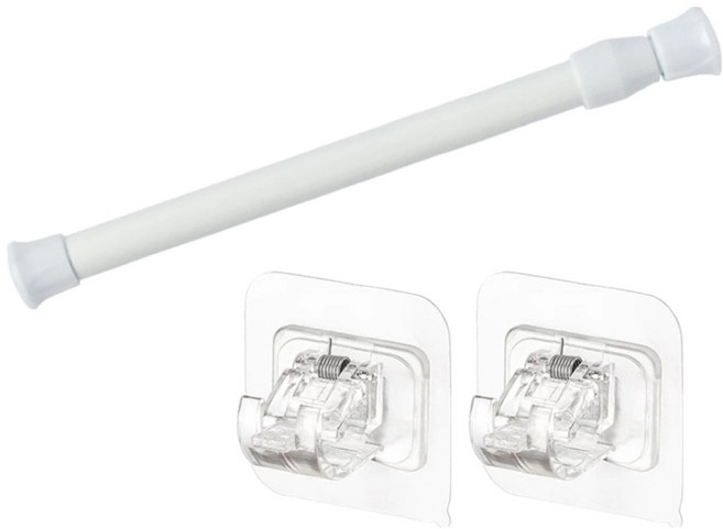 지앤와이 무타공 벽면접착 커튼 압축봉 + 브라켓 2p 세트, 화이트