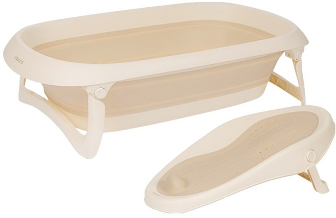 아가드 유아용 물빠짐 미끄럼방지 폴딩 욕조 + 싱크대 욕조 세트, 베이지