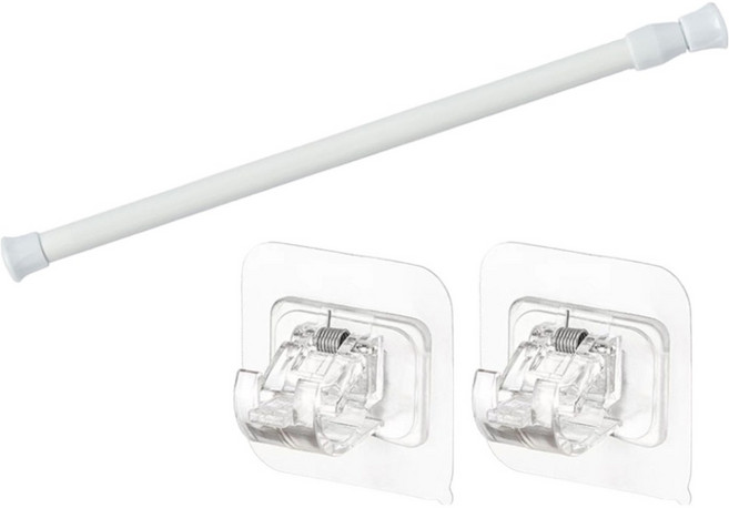 지앤와이 무타공 벽면접착 커튼 압축봉 + 브라켓 2p 세트, 화이트