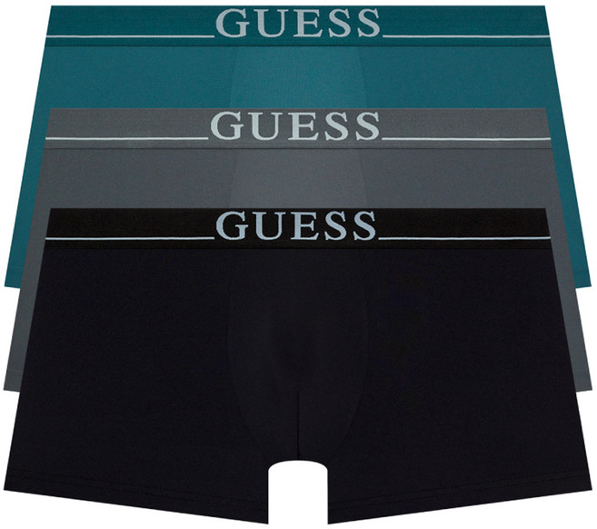 GUESS UNDERWEAR 大標誌飾邊平口褲3件組