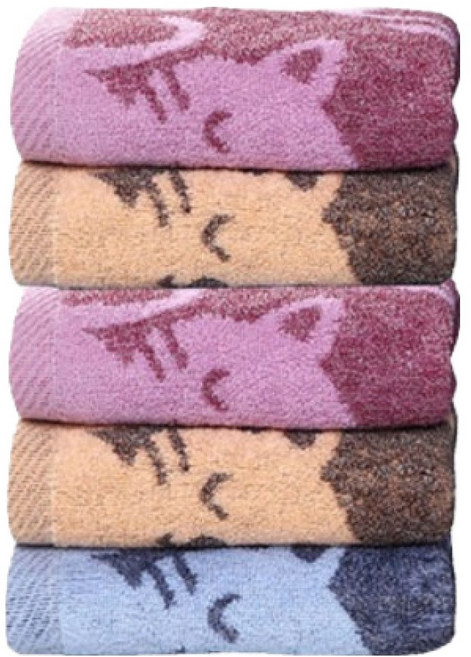 원이네 프리티 무드 100g 세면 타월 캣, 랜덤발송, 5개