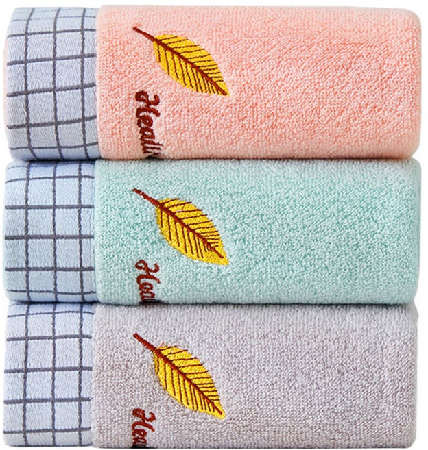 원이네 골드 리프 순면 세면 타월 3종 세트 110g, 혼합색상, 1세트