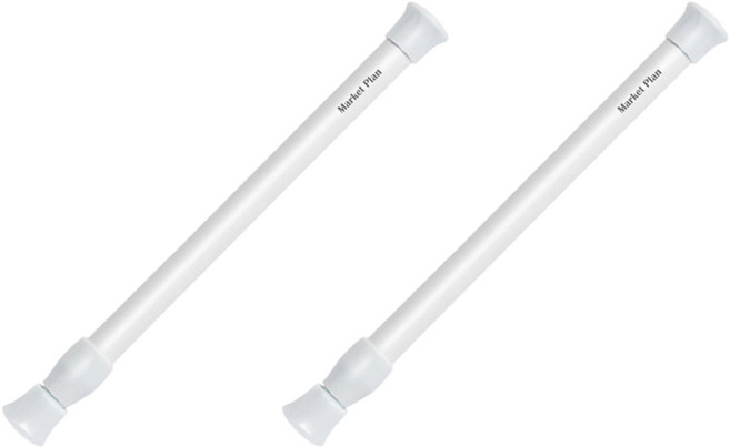 마켓플랜 베이직 무타공 다용도 초강력 스프링 압축봉 2p, 화이트