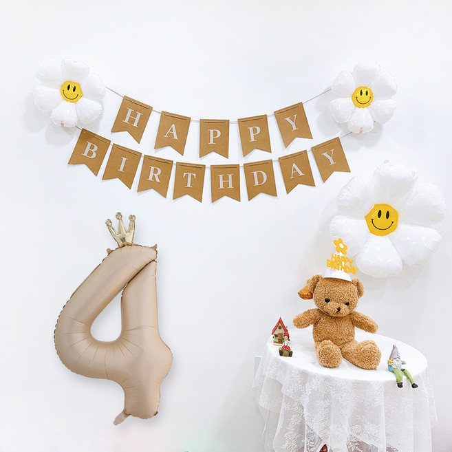 파티공구 왕관숫자생일파티 세트, 카라멜4, 1세트