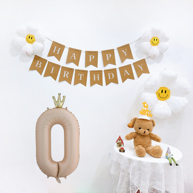 파티공구 왕관숫자생일파티 세트, 카라멜0, 1세트