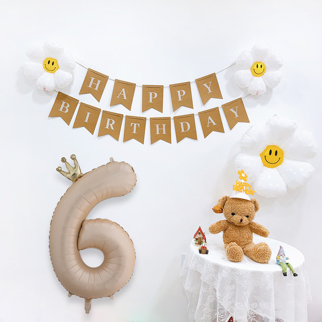 파티공구 왕관숫자생일파티 세트, 카라멜6, 1세트