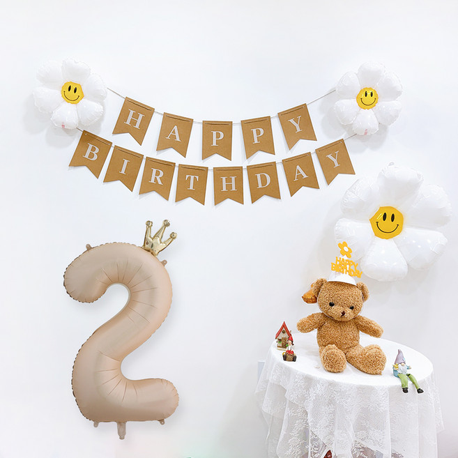 파티공구 왕관숫자생일파티 세트, 카라멜2, 1세트