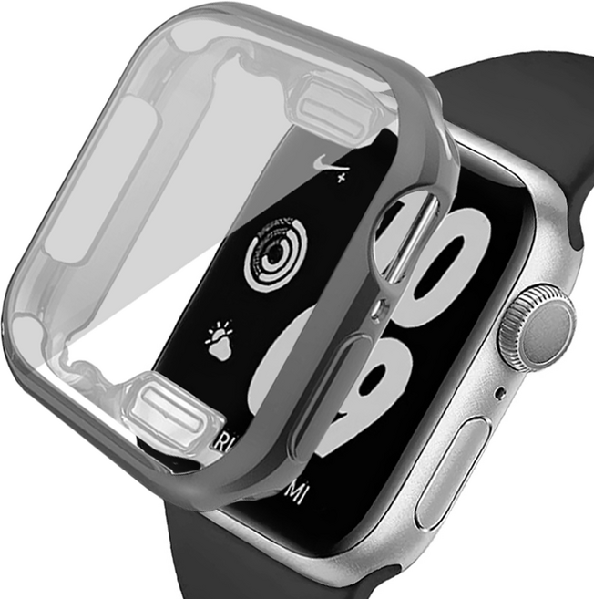 리아몬트 애플워치 풀커버 액정보호 케이스, 그레이, 1개