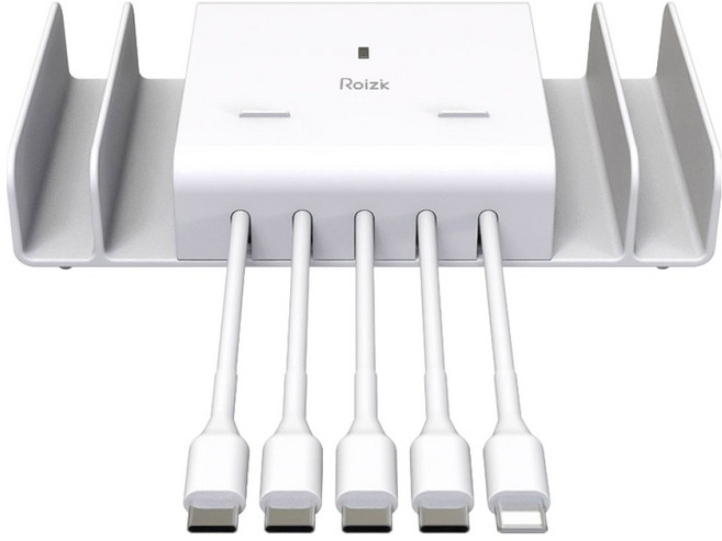 로이직 5포트 고속 멀티충전기 C타입 4p + 8핀 1p, 화이트, 1세트