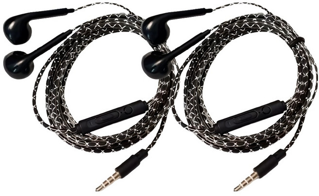 옵션에이 오픈형 패브릭줄 이어폰 3m 2p, 블랙