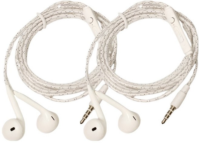 옵션에이 오픈형 패브릭줄 이어폰 3m 2p, 화이트