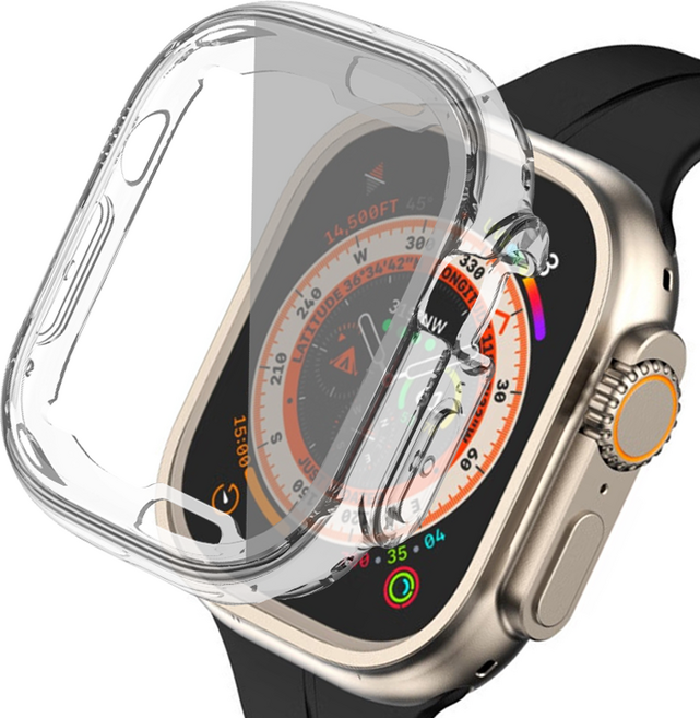 리아몬트 애플워치 풀커버 액정보호 케이스, 투명, 1개