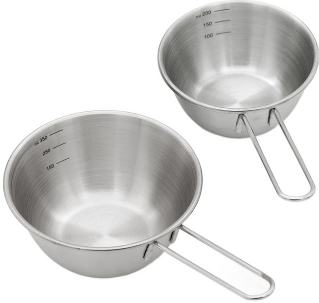 리본제이 304 스텐 롱핸들 미니 계량컵 200ml + 400ml 세트, 1세트