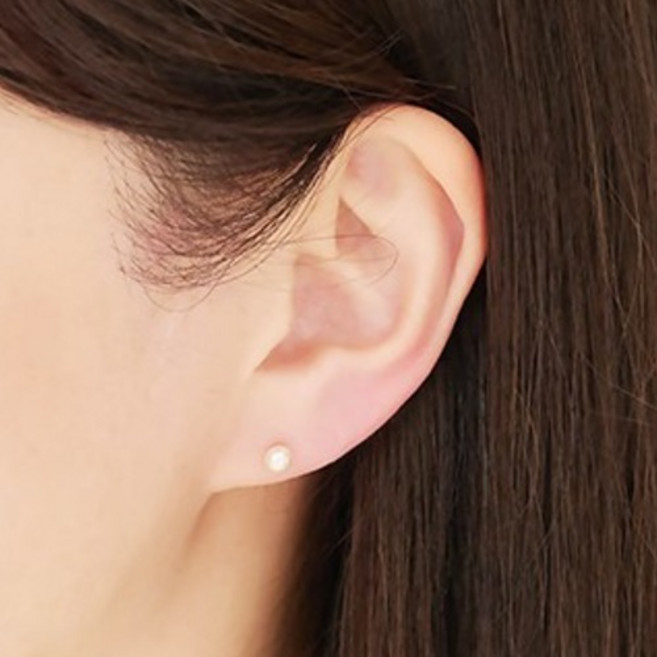 노이드비 여성용 14K 스와로브스키 진주피어싱 6바 8mm