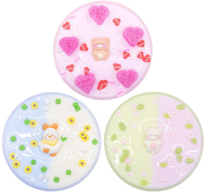 아트니즘 포근버터 슬라임 러브곰 120ml + 힐링덕 120ml + 봄냥 120ml 세트, 혼합색상, 1세트