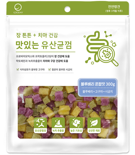 굿데이 강아지 맛있는 유산균껌, 블루베리 혼합맛, 300g, 1개
