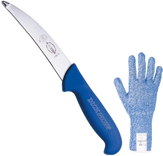 프리드리딕 에르고그립 내장제거칼 + 베임방지 장갑 랜덤발송 세트, 1세트