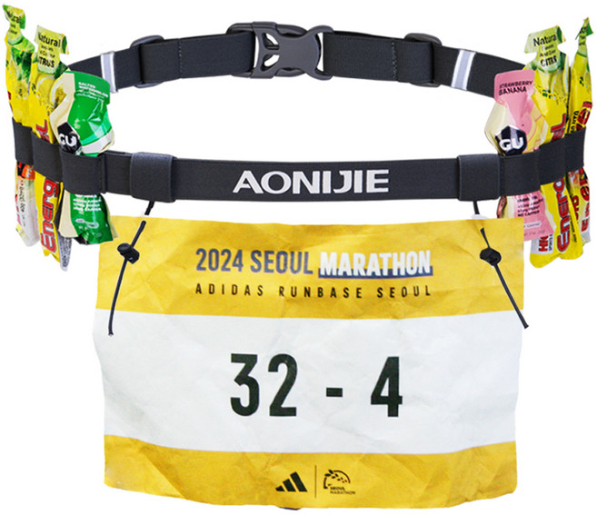 오니지 마라톤 배번 고정 레이스벨트, 블랙, 1개