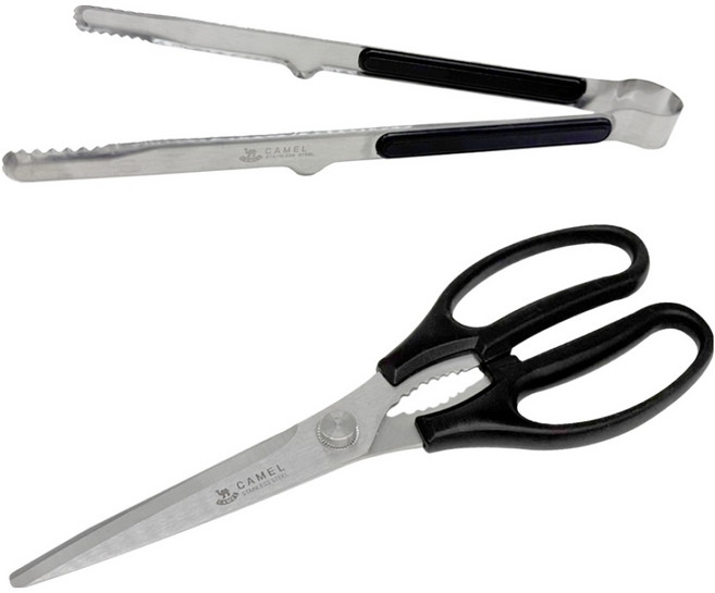 영수산업카멜 바닥에 닿지않아 위생적인 띄움 양손가위 + 스텐 악어집게 세트, 가위 + 집게, 블랙, 1세트