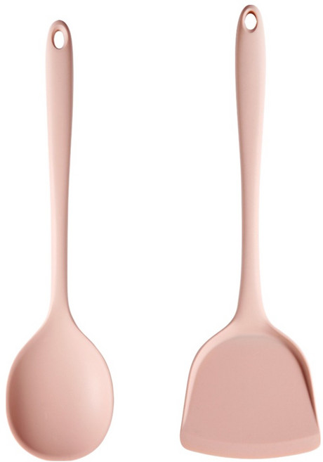 이지실리 실리콘 조리도구 2종 세트, 뒤집개 + 볶음 왕스푼, 연핑크, 1세트
