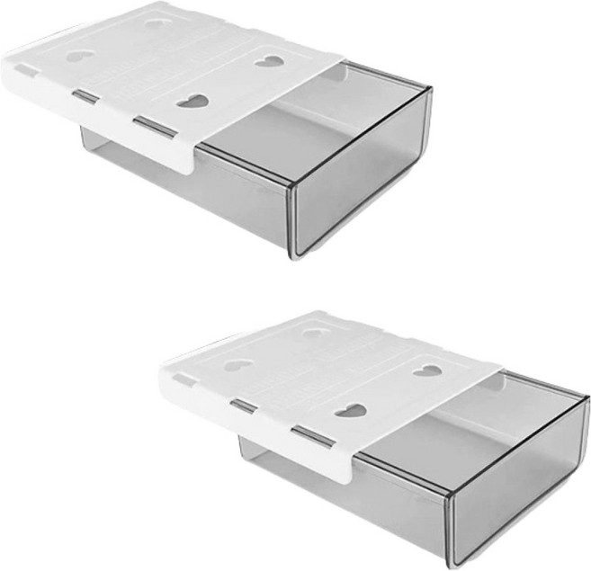 에이비엠코리아 부착식 슬라이딩 언더 수납함, 그레이, 2개