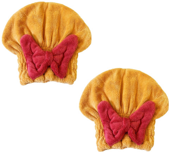 원이네 리본 헤어드라이 타월캡 26 x 27 cm, 오렌지, 2개