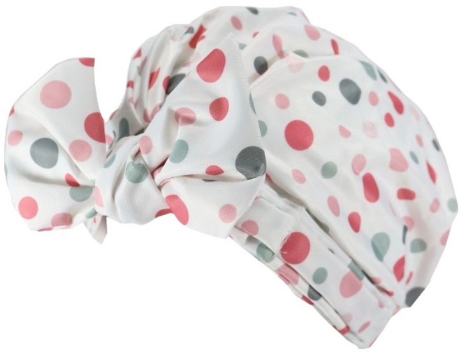 杏屋家居 歐美時尚造型防水浴帽 可調整緊度 非薄款 粉灰點點, 1個