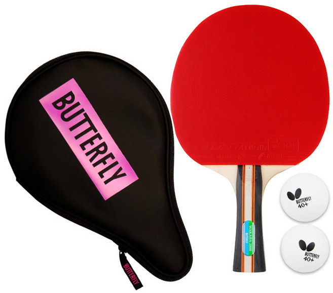 버터플라이 뉴와카바 2000 탁구라켓 S + 뉴로고 풀케이스2 로즈 세트, 1개