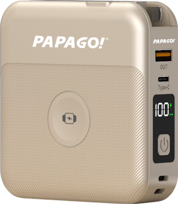 PAPAGO 第三代 多功能行動電源 10000mAh 原廠保固, BS-WL720, 奶茶色