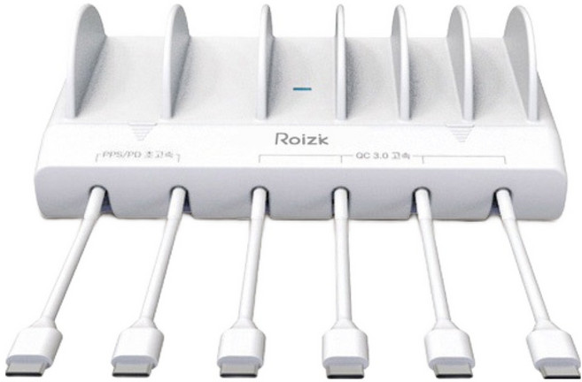 로이직 초고속 PPS PD 6포트 멀티충전기 RZ-615 화이트 + C타입 케이블 6p 세트, 1세트