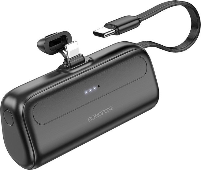 BOROFONE 口袋充帶線移動電源 5000mAh 97g, BJ41, 黑色