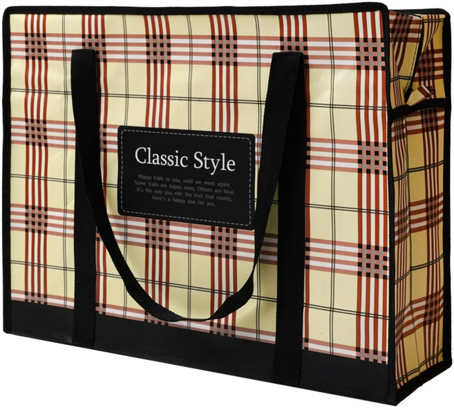 포포팬시 클래식 스타일 체크 타포린백, 블랙, 1개