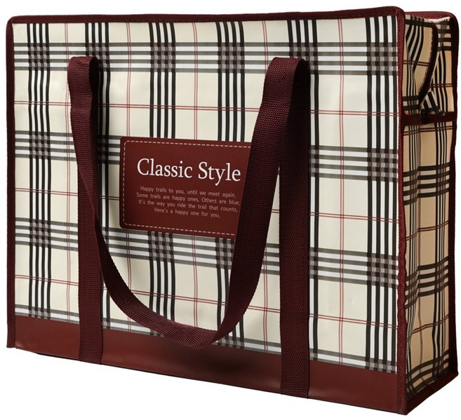 포포팬시 클래식 스타일 체크 타포린백, 브라운, 1개