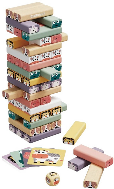 탑브라이트 원목 탑쌓기 블록 11.5 x 8 x 30 cm, 혼합색상, 1세트